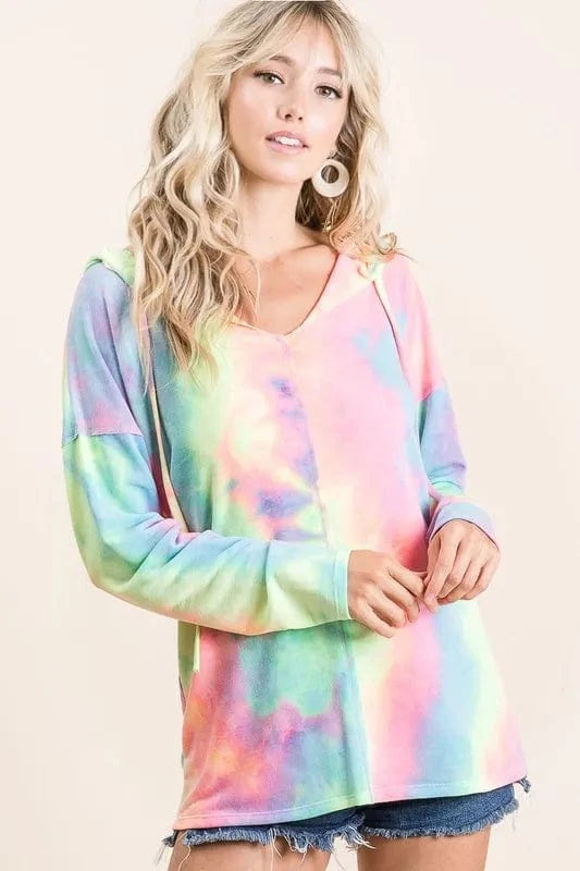 BiBi Sweatshirts & Hoodies BiBi Tie Dye Terry Long Sleeve Hoodie