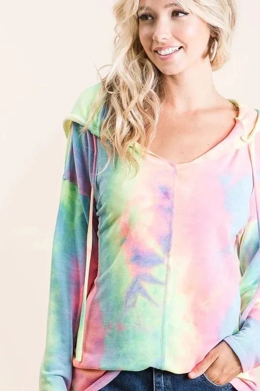 BiBi Sweatshirts & Hoodies BiBi Tie Dye Terry Long Sleeve Hoodie