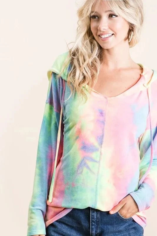 BiBi Sweatshirts & Hoodies BiBi Tie Dye Terry Long Sleeve Hoodie
