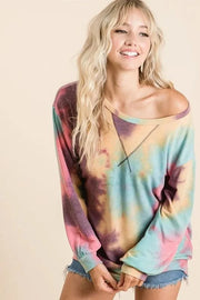 BiBi Sweatshirts & Hoodies MINT MULTI / S BiBi Tie Dye Print French Terry Sweatshirt
