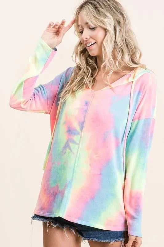 BiBi Sweatshirts & Hoodies PASTEL TIE DYE / S BiBi Tie Dye Terry Long Sleeve Hoodie