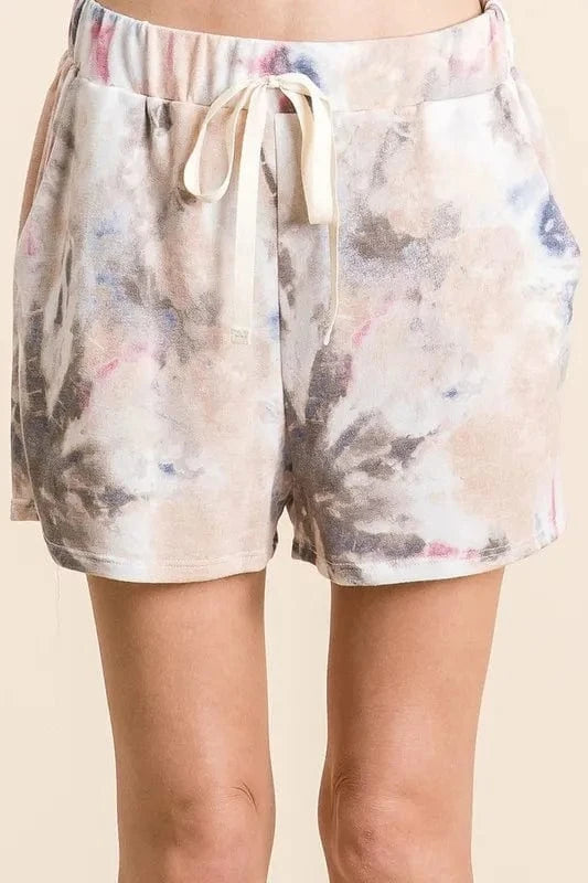 BiBi TAUPE / S BiBi Tie Dye Terry Shorts with Drawstring