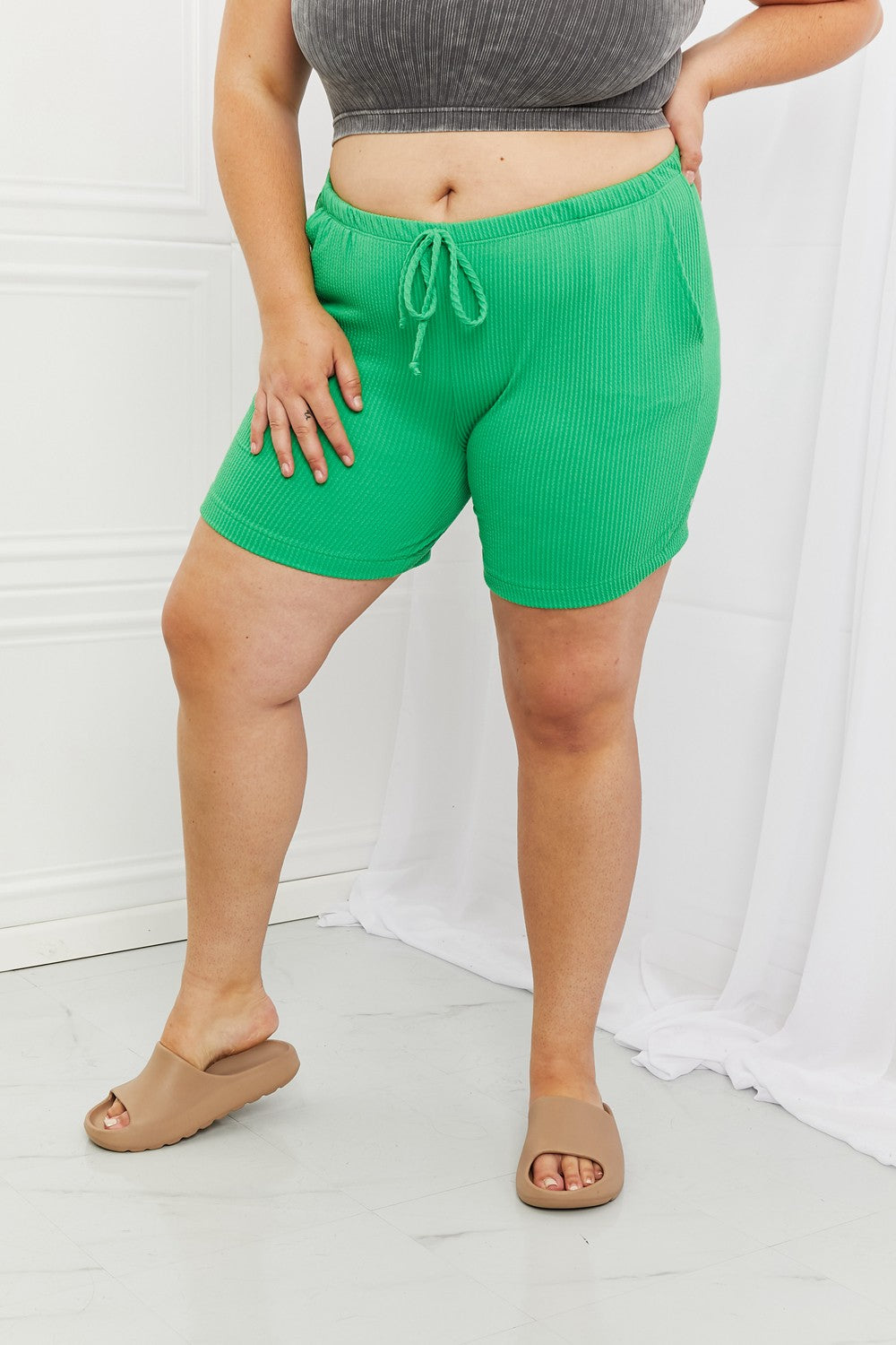 Blumin Apparel Blumin Apparel Too Good Full Size Ribbed Shorts in Green