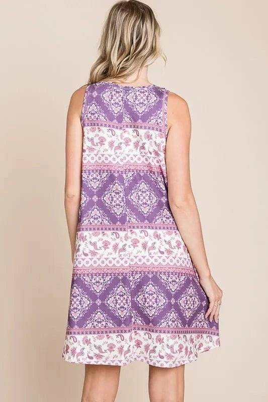 BOMBOM dresses BOMBOM Bohemian Print Sleeveless Dress