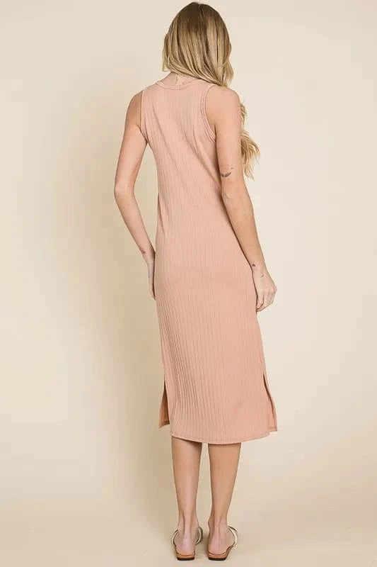 BOMBOM dresses BOMBOM Ribbed Knit Sleeveless Midi Dress