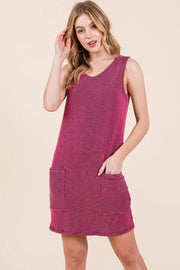 BOMBOM Sweater Dresses BLACK-FUCHSIA / S BOMBOM Rib Knit Tank Dress