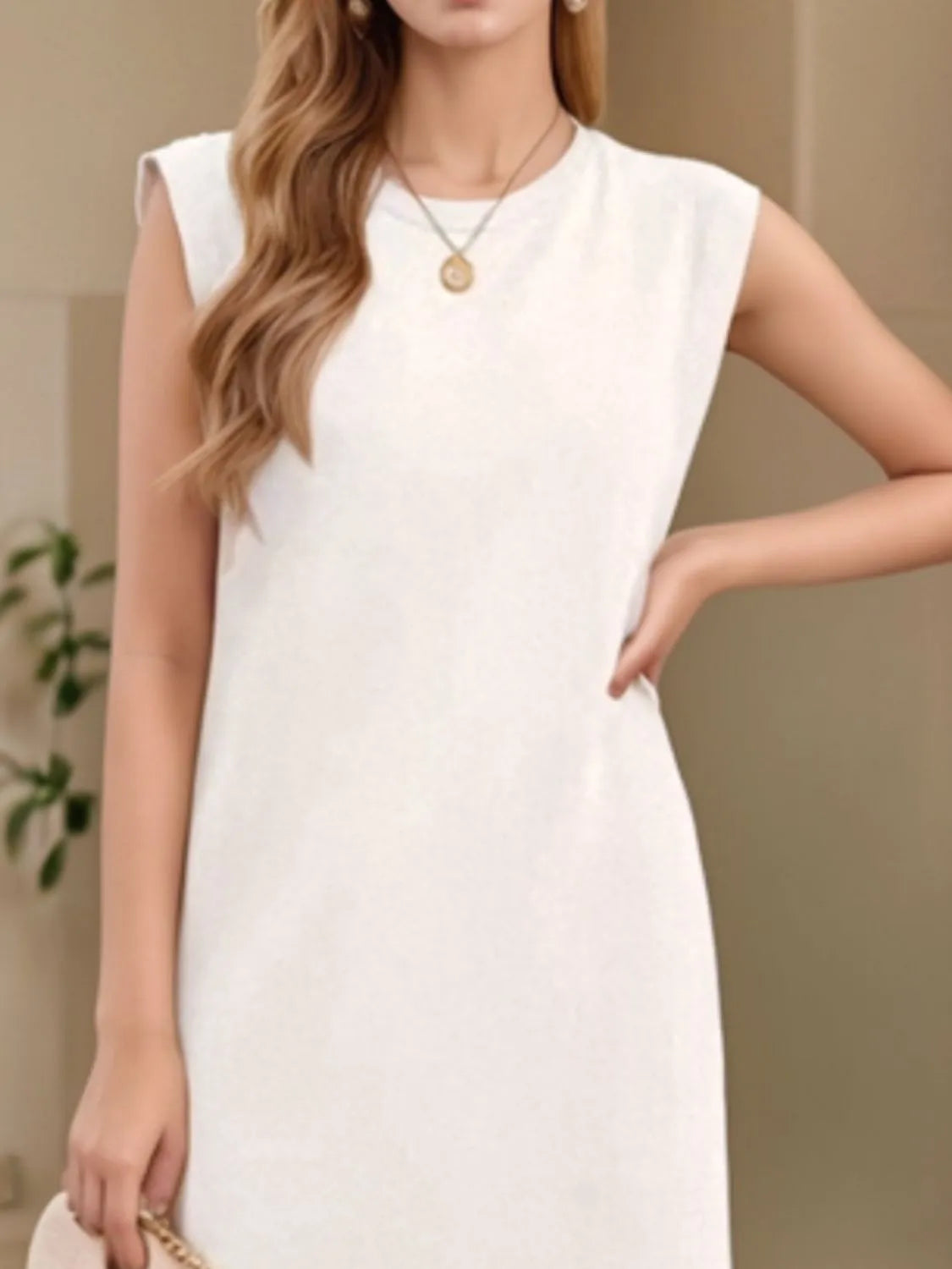 Slit Round Neck Sleeveless Maxi Tank Dress detail view 26