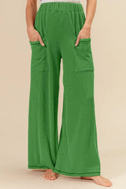 BiBi 2tone Cord Rib Waist Band Side Pocket Pants JADE - Fashorio