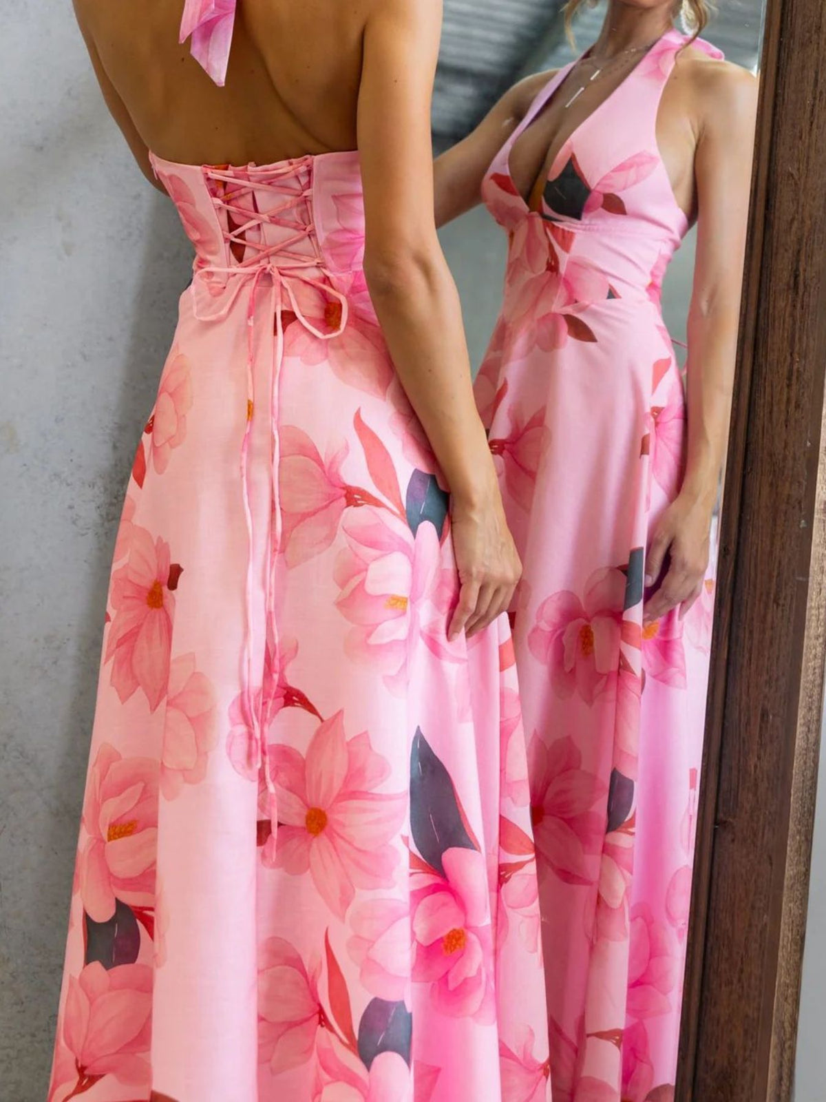 Floral halter neck maxi dress view 11