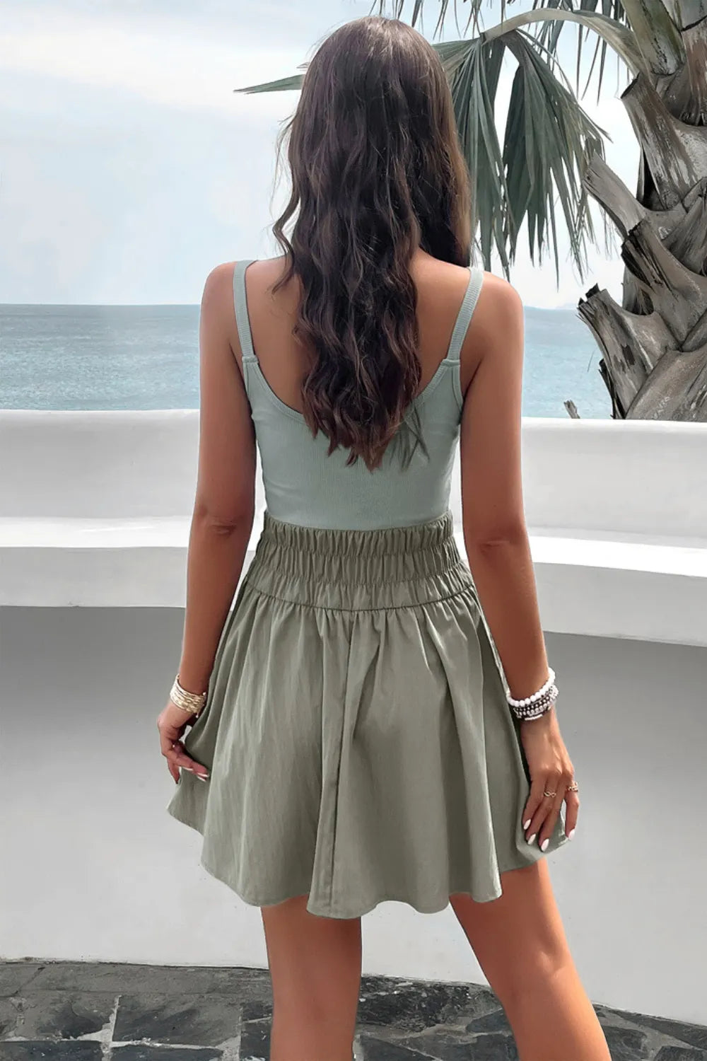 Devine Smocked Scoop Neck Mini Cami Dress, view 16