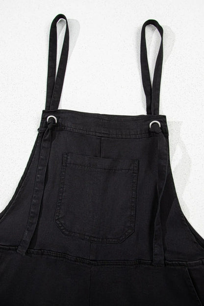 Square Neck Denim Overalls with Pockets - Fashorio