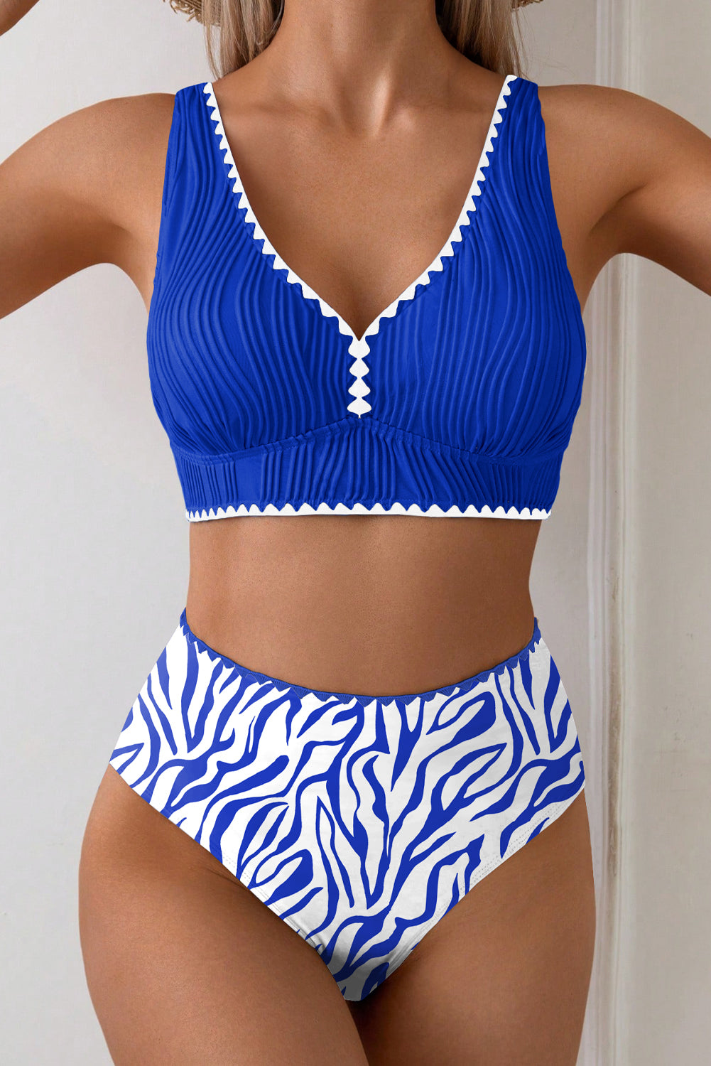 Dark blue high waist bikini back view
