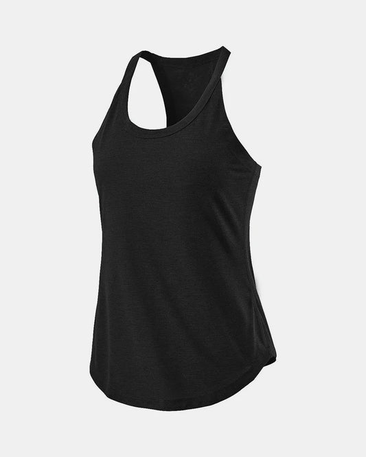 Scoop Neck Active Tank Black - Fashorio