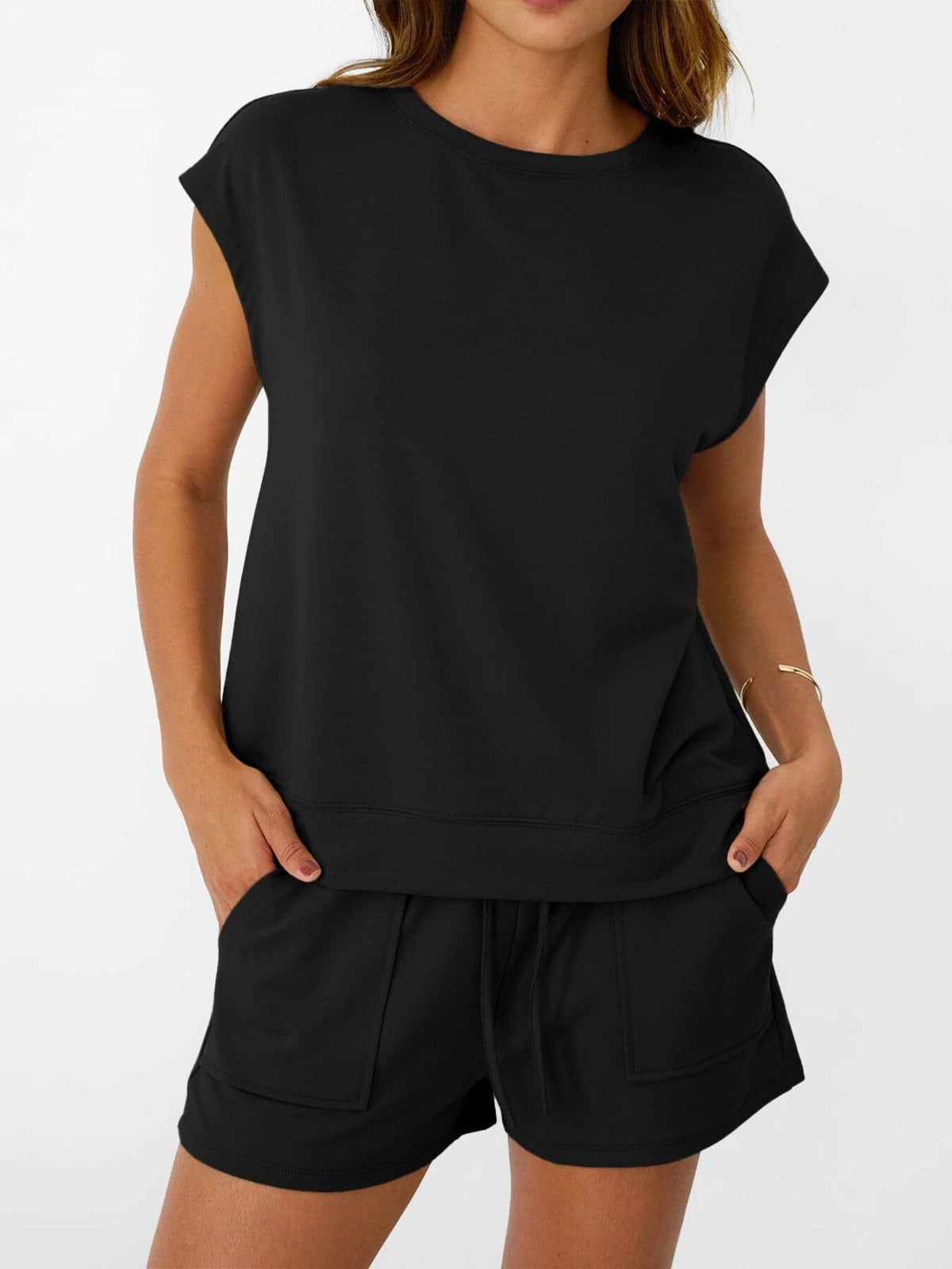 Cap sleeve set black colorway