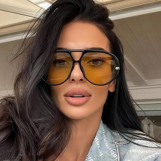 Aviator Fashion Sunglasses with Yellow Tinted Lenses styleA One Size - Fashorio