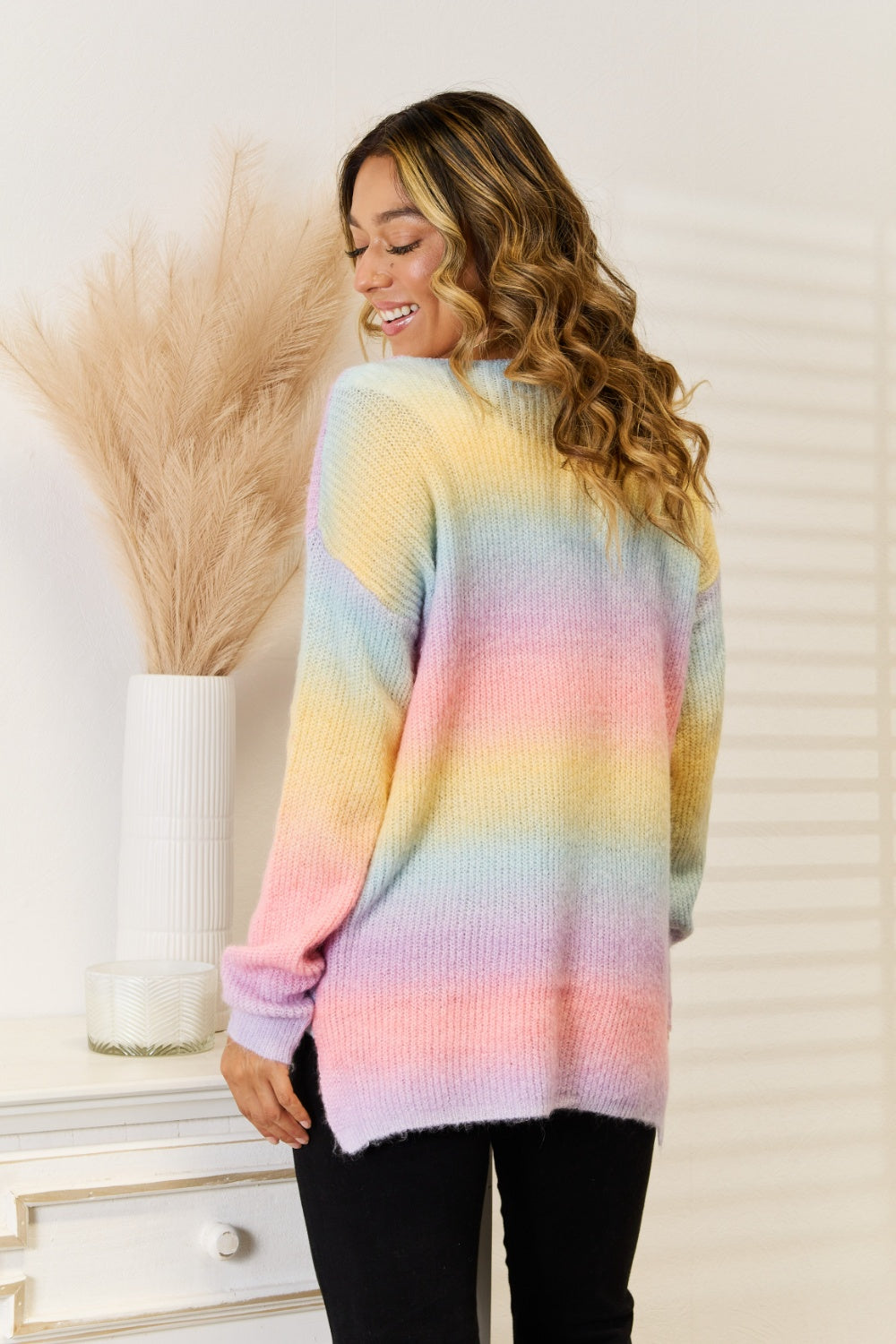 Angel Wings Gradient V-Neck Sweater - Fashorio