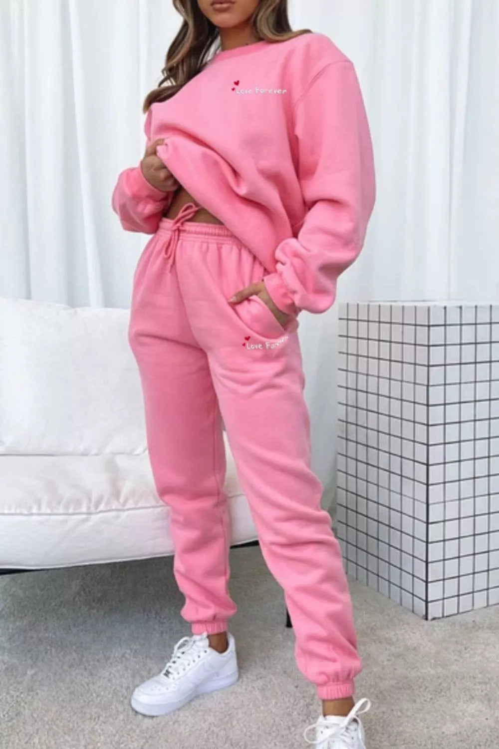 Round Neck Sweatshirt and Joggers Set, view 25