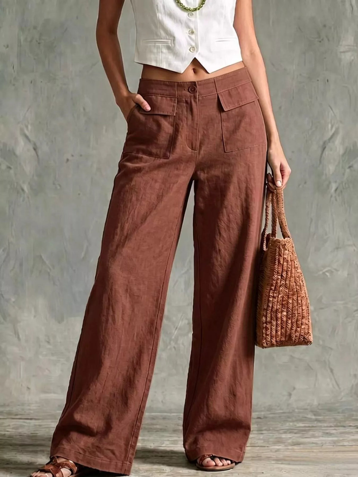 Wide Leg Pants with Pockets, view 11