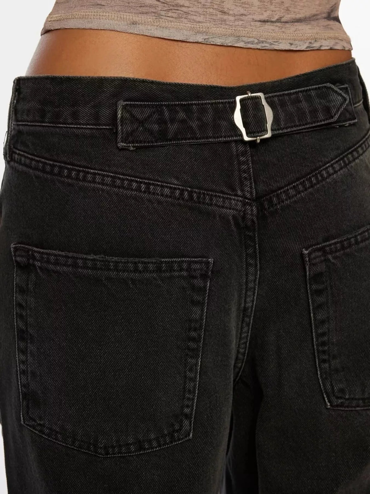Full length black vintage wash jeans