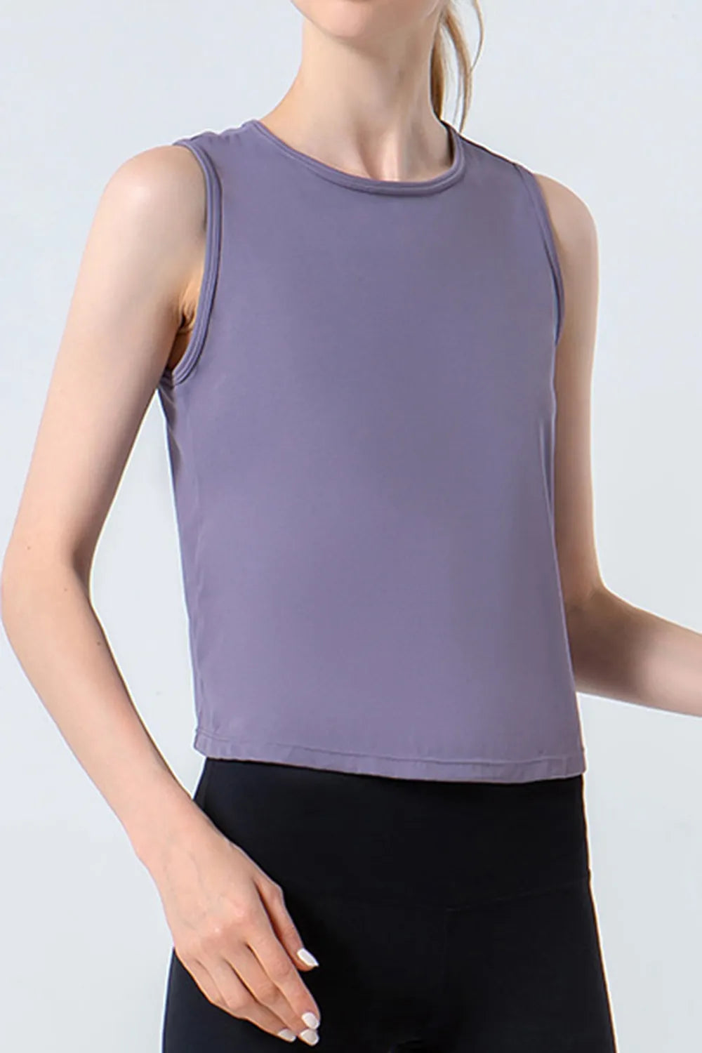 Round Neck Active Tank Lavender - Fashorio