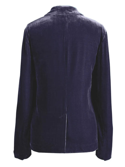 Pocketed Button Up Lapel Collar Blazer - Fashorio
