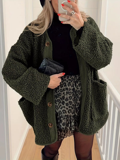 Sherpa Button-Up Outerwear - Fashorio