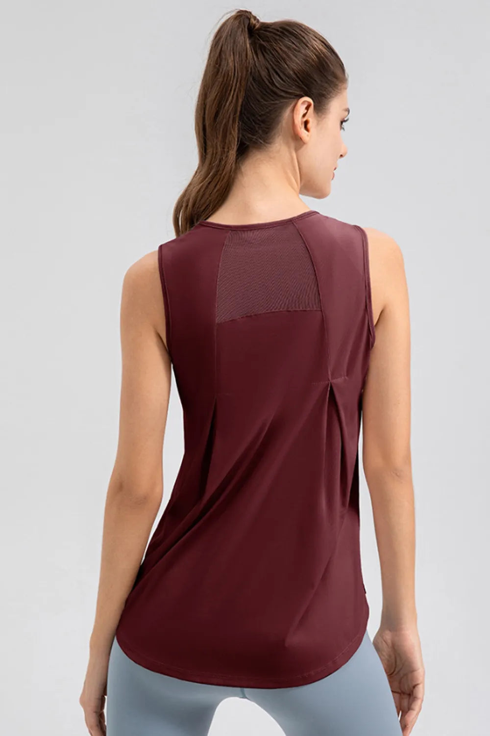 Round Neck Wide Strap Active Tank front view 15