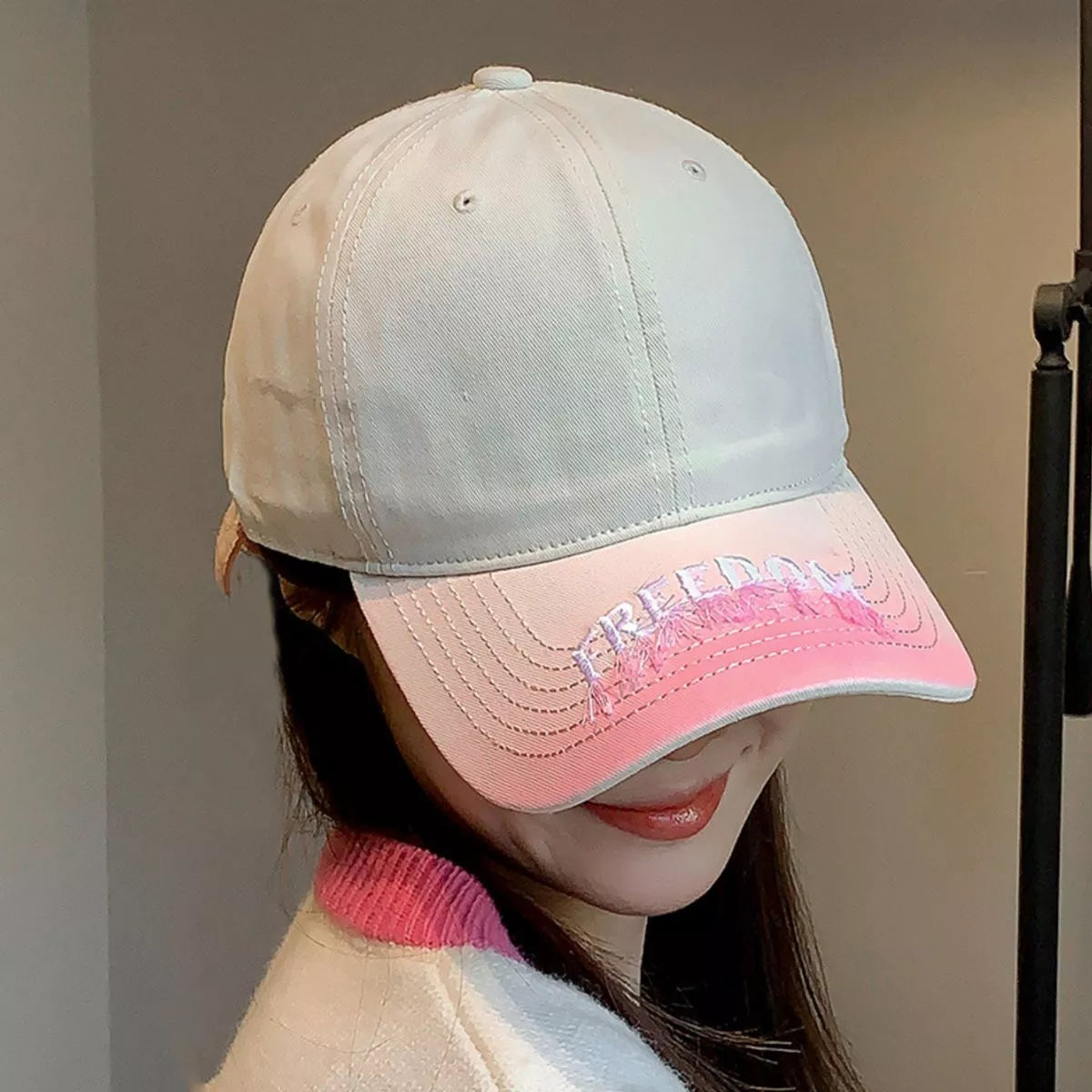 Cotton baseball cap side profile view