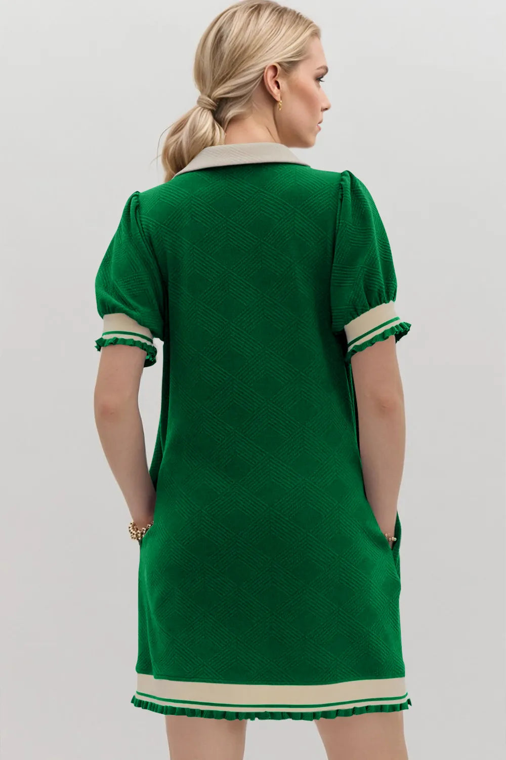 Frill Contrast Trim Collar Short Sleeve Mini Dress, view 18