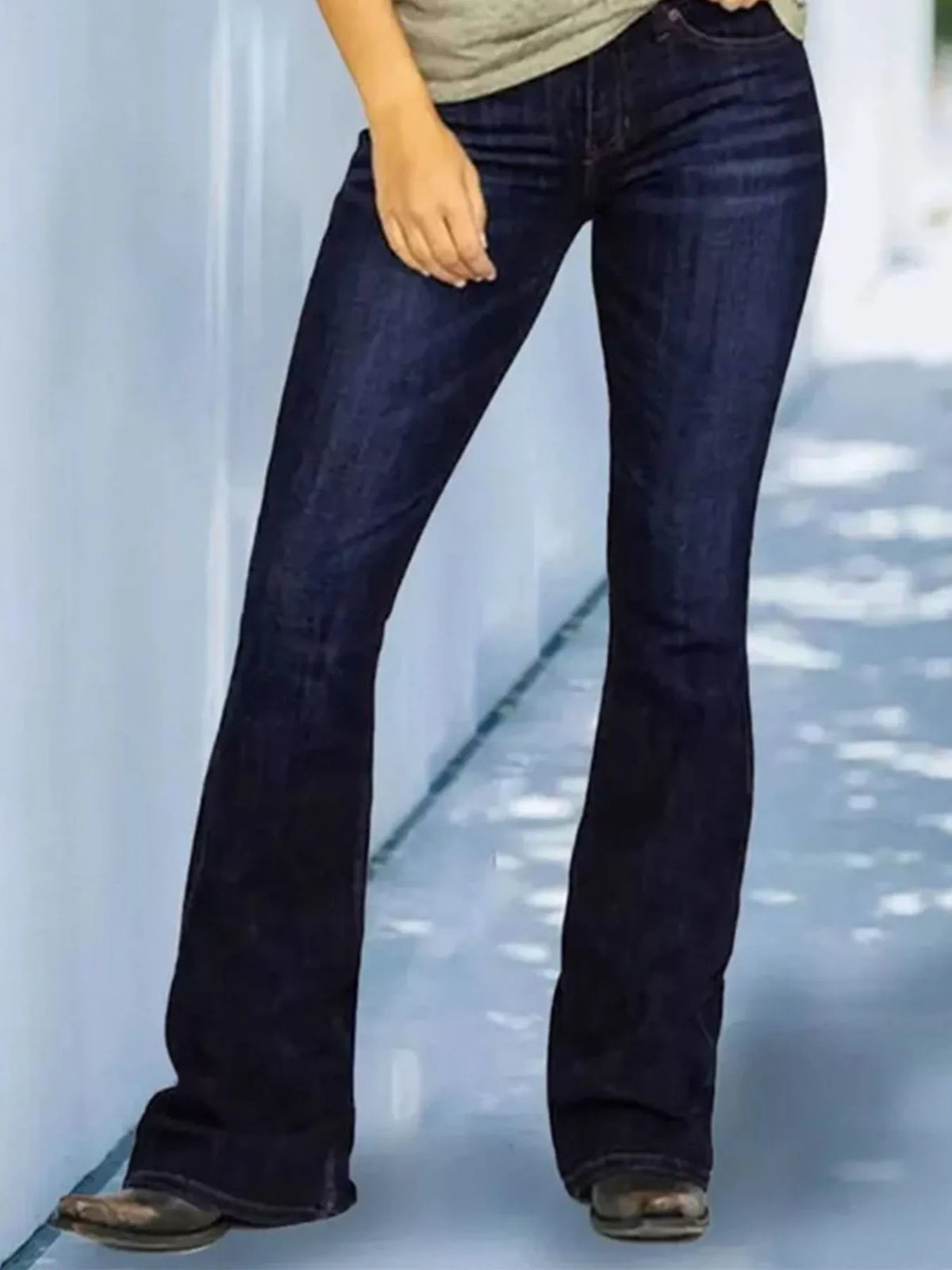 High waist flare jeans front view
