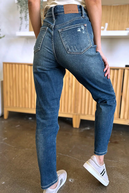 Judy Blue Full Size Tummy Control High Waist Slim Jeans - Fashorio