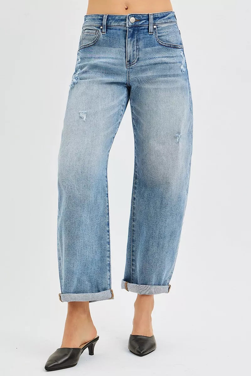RISEN barrel leg jeans side view