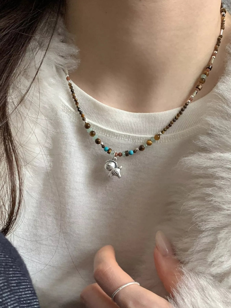 beaded horse pendant necklace main view