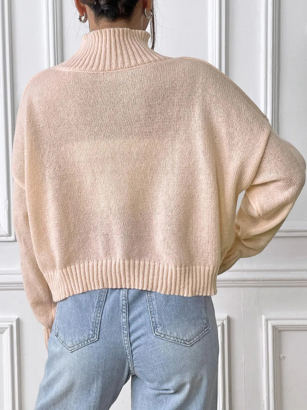 Bow Turtleneck Long Sleeve Sweater, view 17