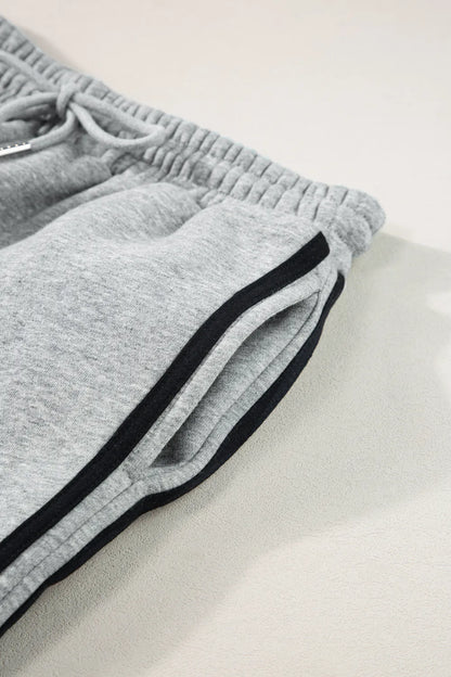 Side Striped Round Neck Top and Pants Active Set - Fashorio