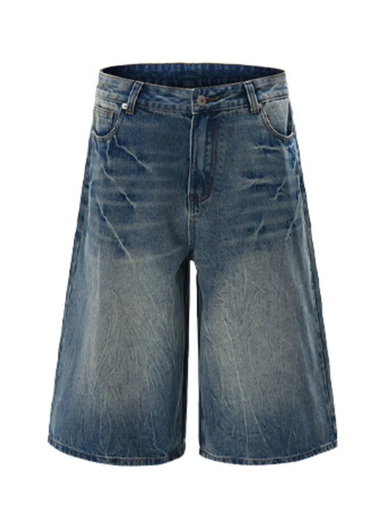 Men's Wide Leg Washed Denim Shorts - Fashorio