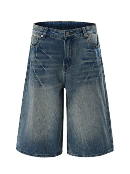Men's Wide Leg Washed Denim Shorts - Fashorio