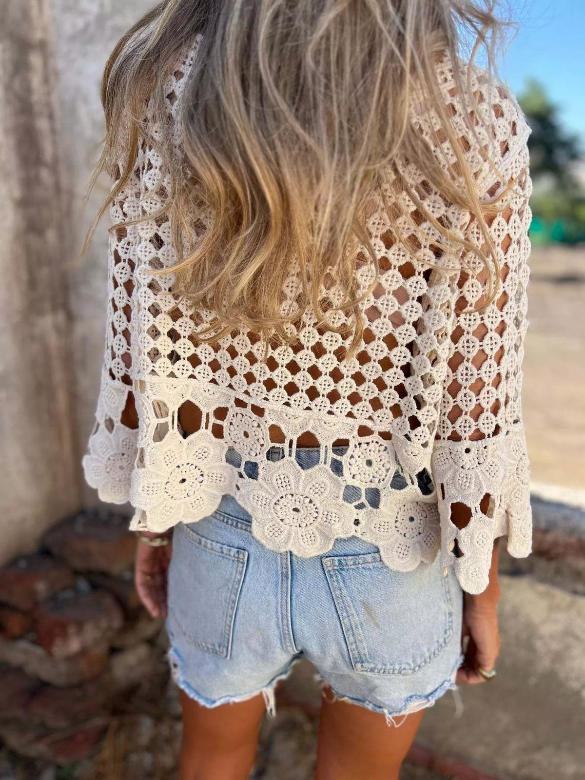 Close up of crochet knit texture