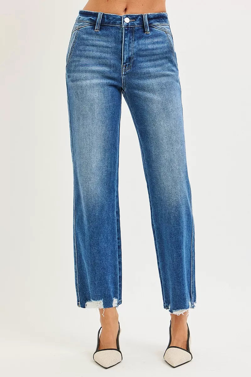 RISEN ankle straight jeans side profile