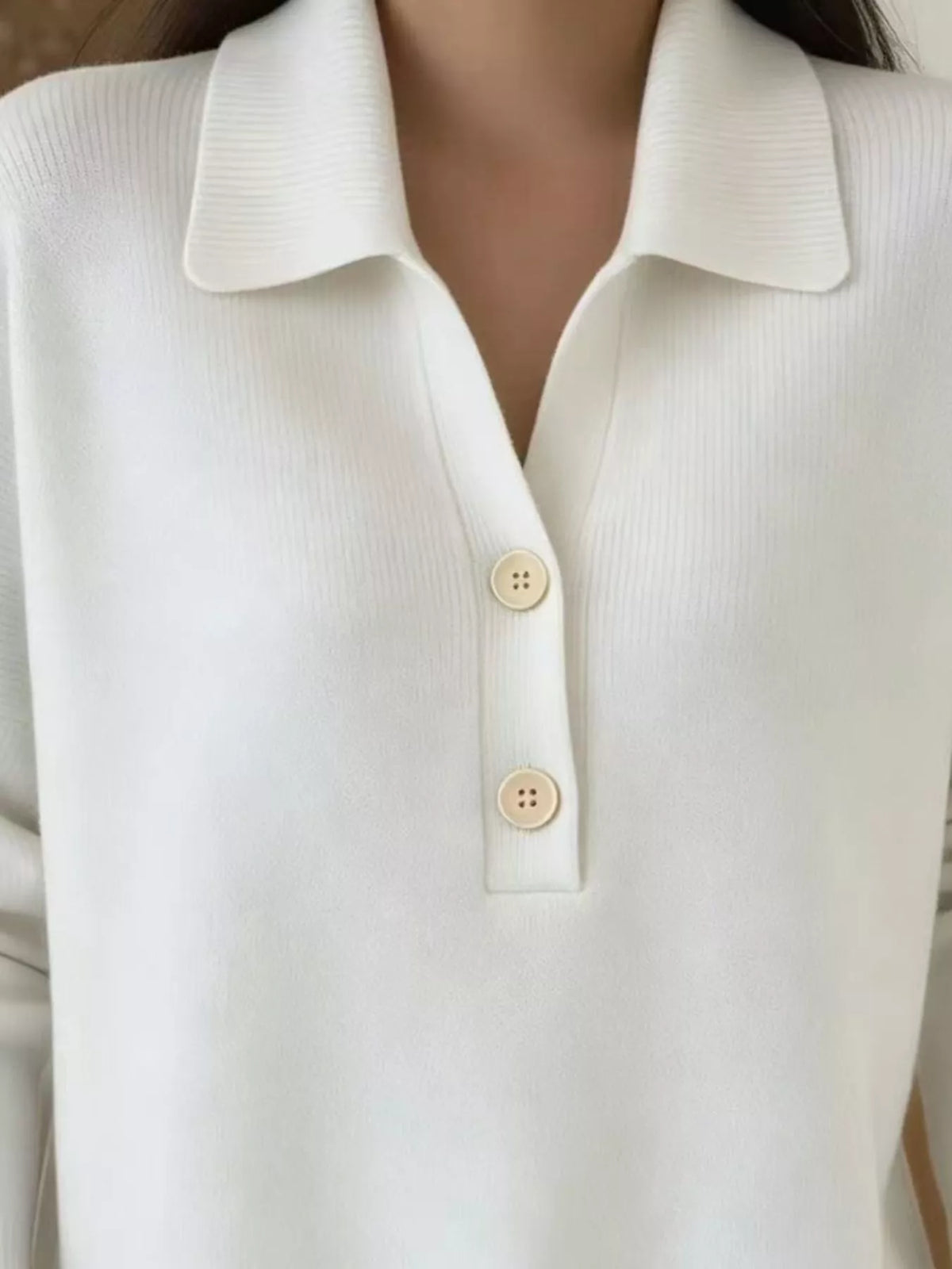 Button Front Long Sleeve Sweater Plus Size detail