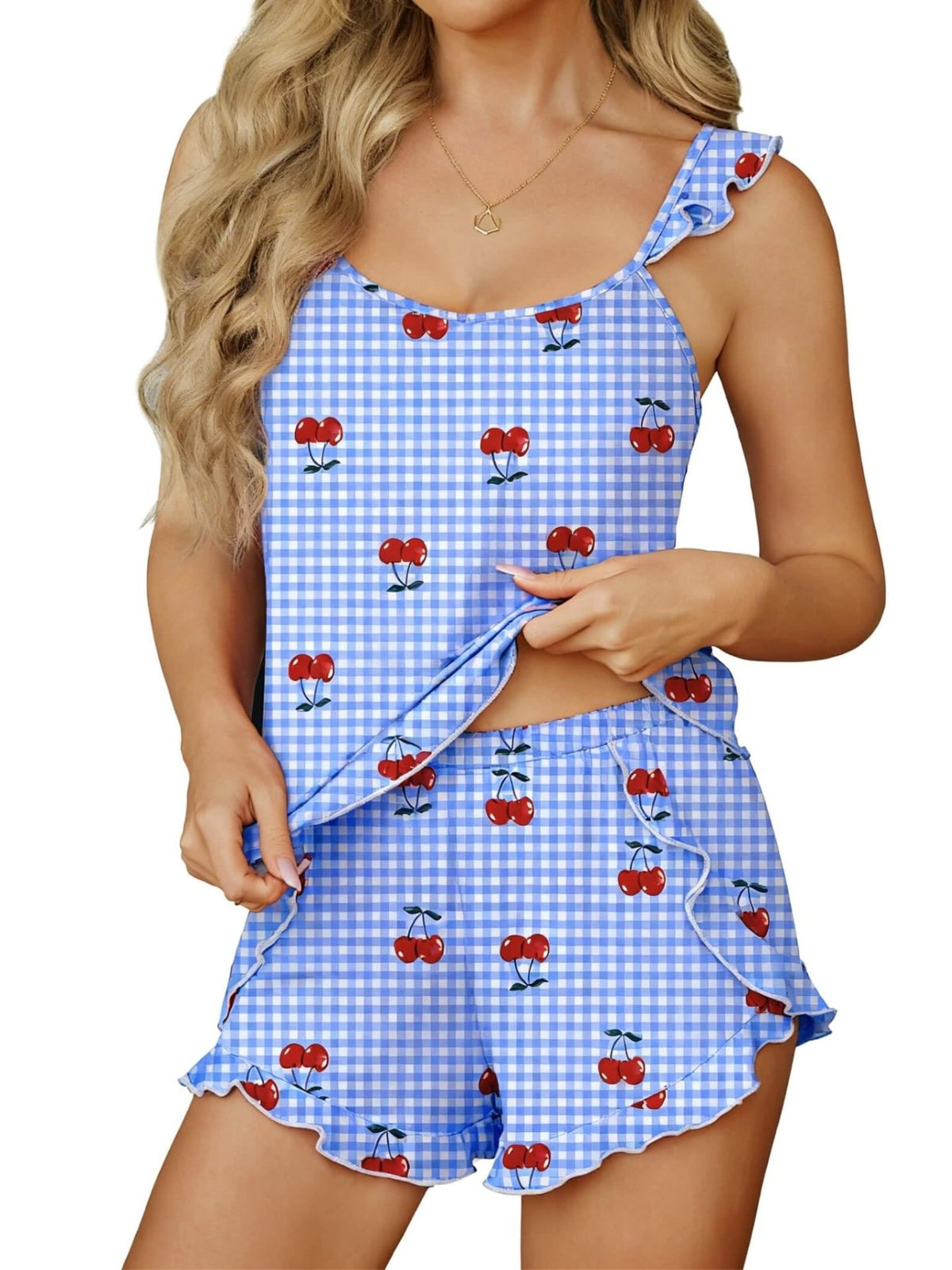 Ruffled Printed Cami and Shorts Set, view 6