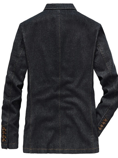 Men's Plus Size Lapel Collar Long Sleeve Denim Blazer - Fashorio