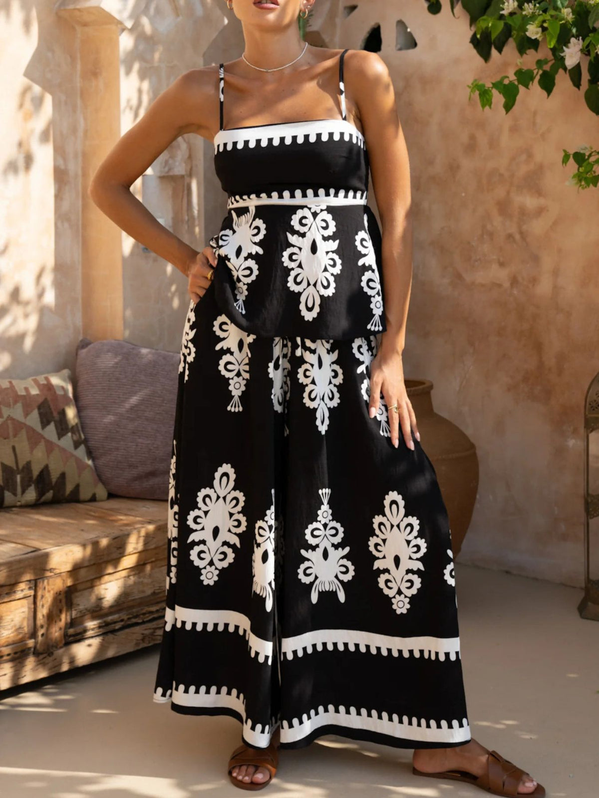 Smocked cami set full length