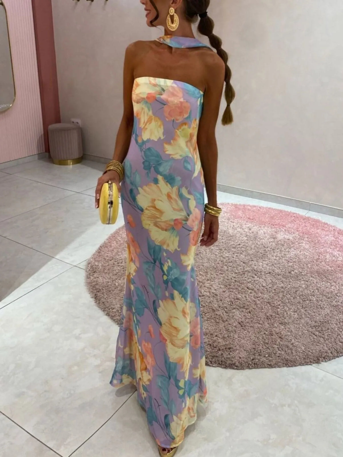 Printed tube maxi dress view 26