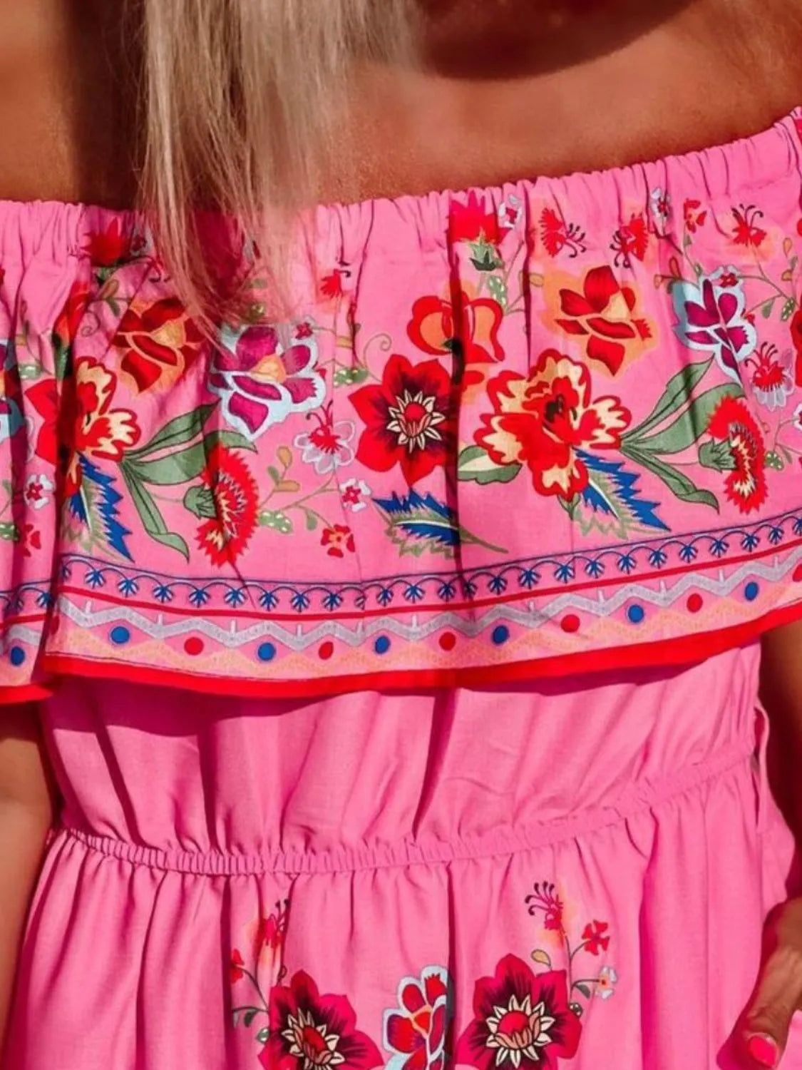 Floral off shoulder ruffle maxi dress view 17