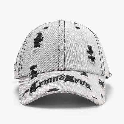 Distressed Letter Embroidered Baseball Cap Black One Size - Fashorio