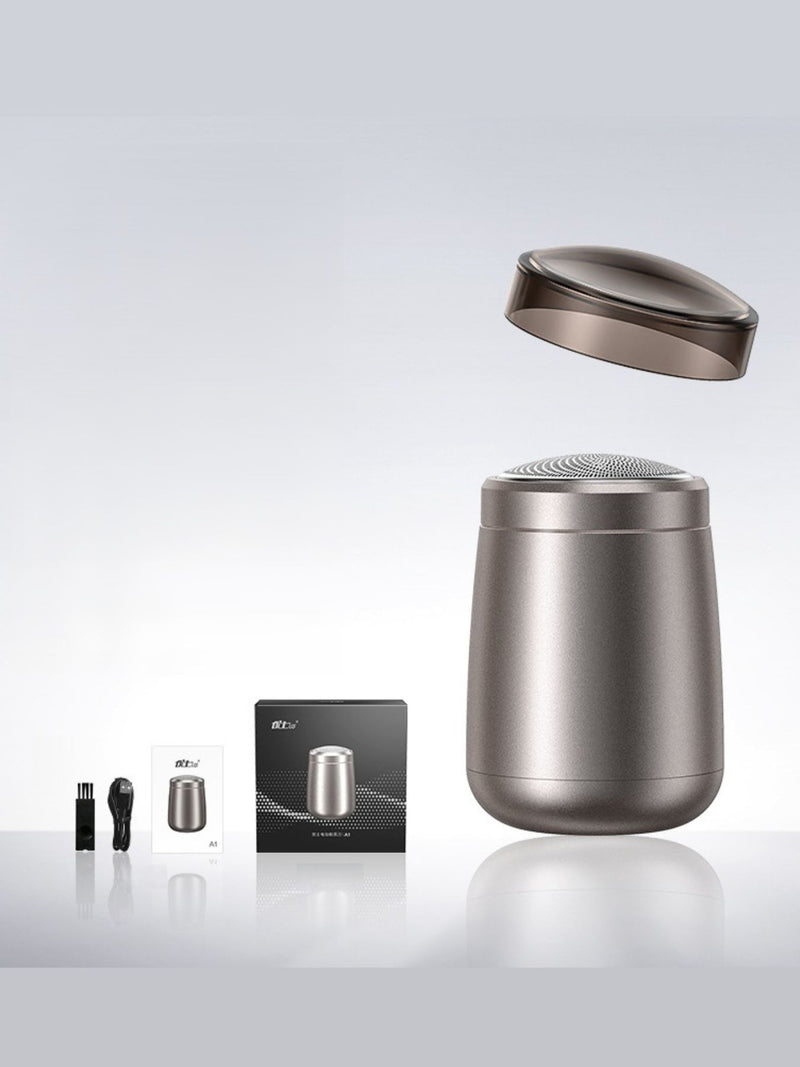 Gray portable mini electric shaver front view