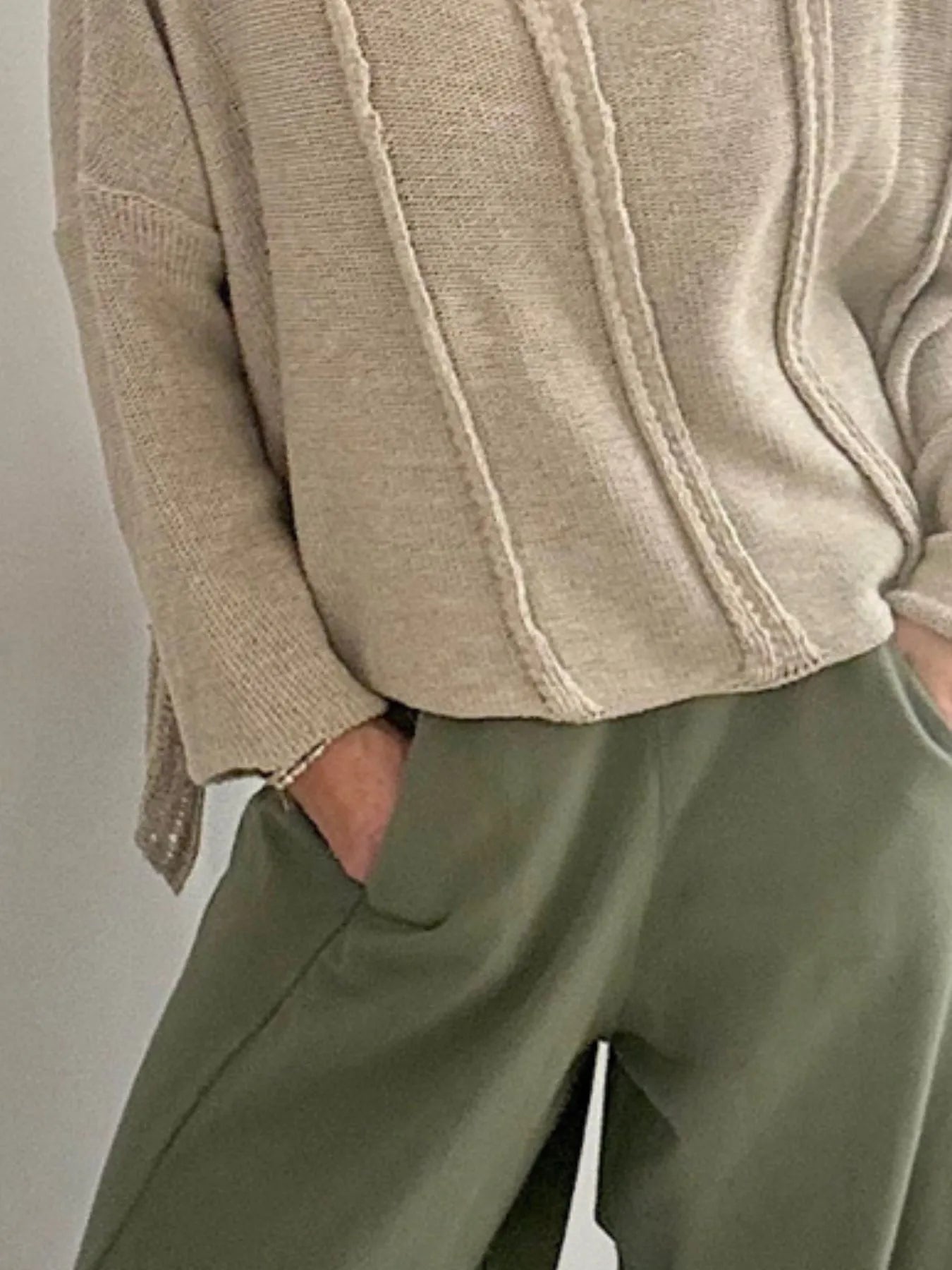 High-Low Drop Shoulder Sweater - Fashorio