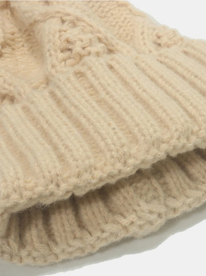 Roll Rim Cable-Knit Hat - Fashorio