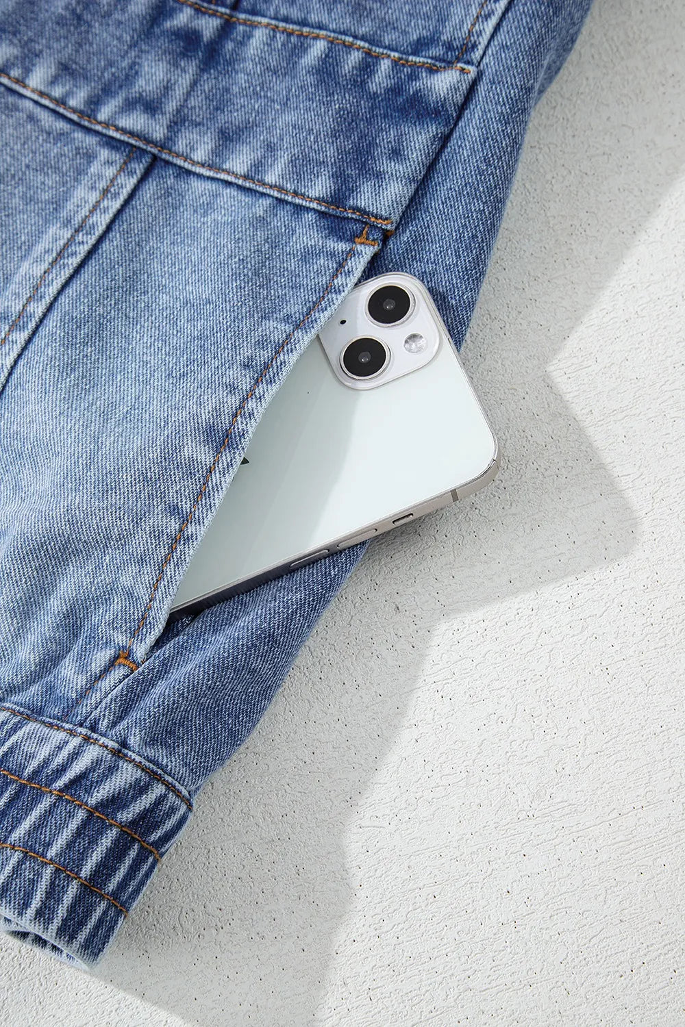 Button Up Cap Sleeve Denim Jacket - Fashorio